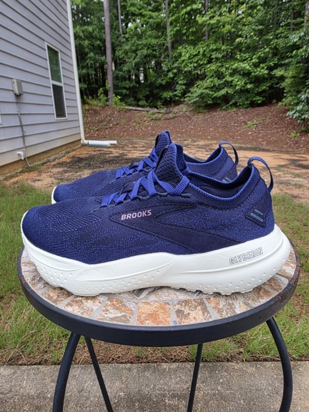LIKE NEW Brooks Glycerin 21 StealthFit 1204101B477 Peacoat Blue Sneakers Size 9